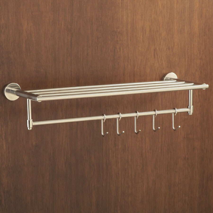 Crescent Suite TRSSBS Towel Rack with Bright Finish and Hooks