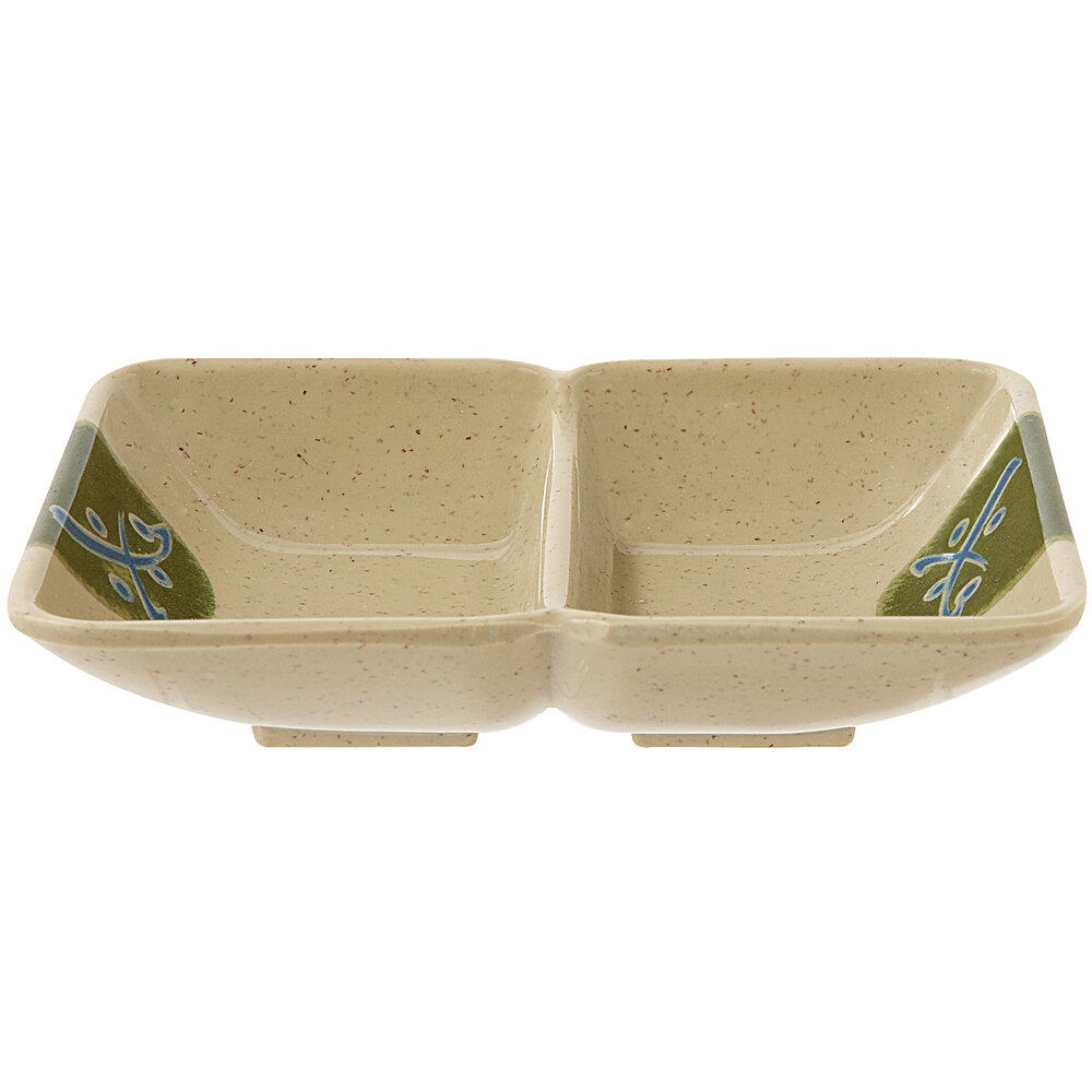 GET 037 TD Japanese Traditional 1 Oz Two Compartment Sauce Dish 4 X 3 