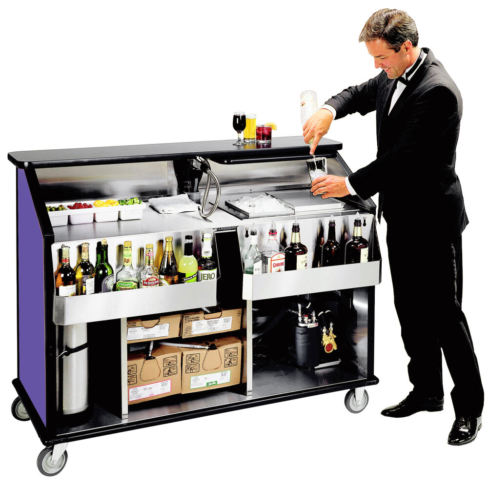 Lakeside 889P 63 1/2" Stainless Steel Portable Bar with Purple Laminate