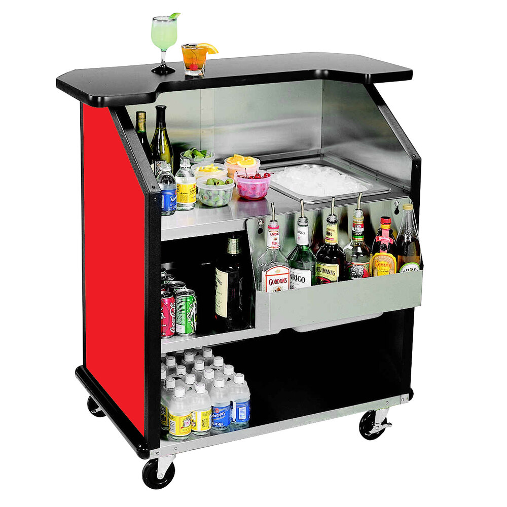 Lakeside 884 43" Stainless Steel Portable Bar with Red Laminate Finish