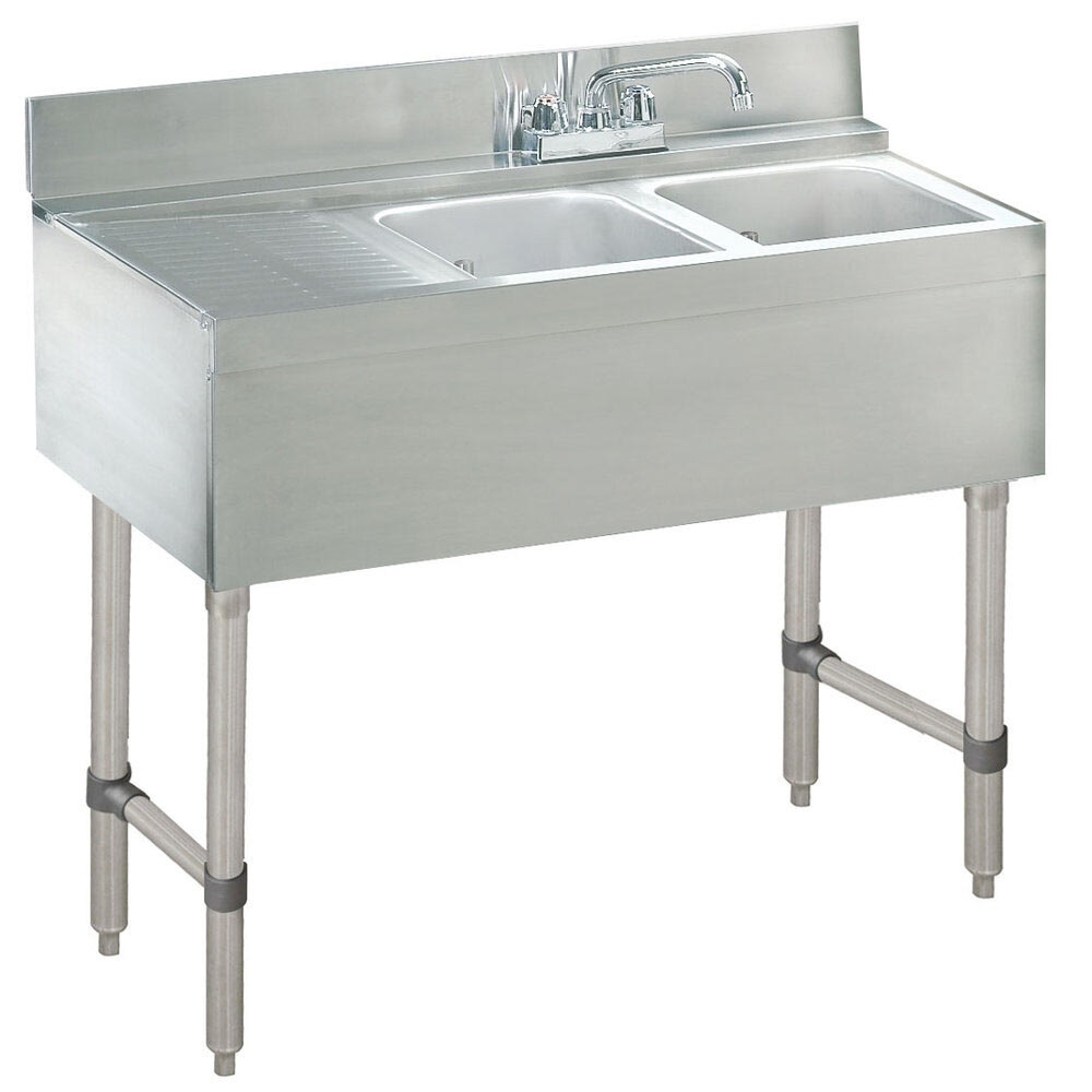 Advance Tabco CRB32R Lite Two Compartment Stainless Steel Bar Sink with 9 Advance Tabco CRB32R Lite Two Compartment Stainless Steel Bar Sink with 9