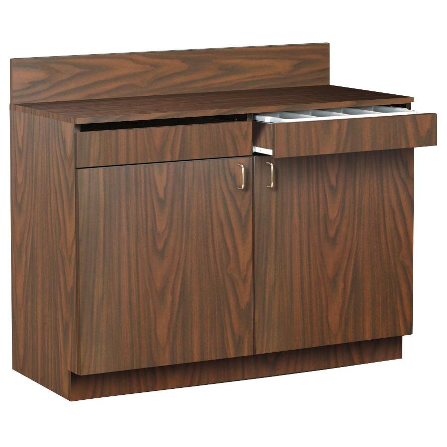 48" Walnut Waitress Station with 2 Drawers, 2 Adjustable Shelves, and 2