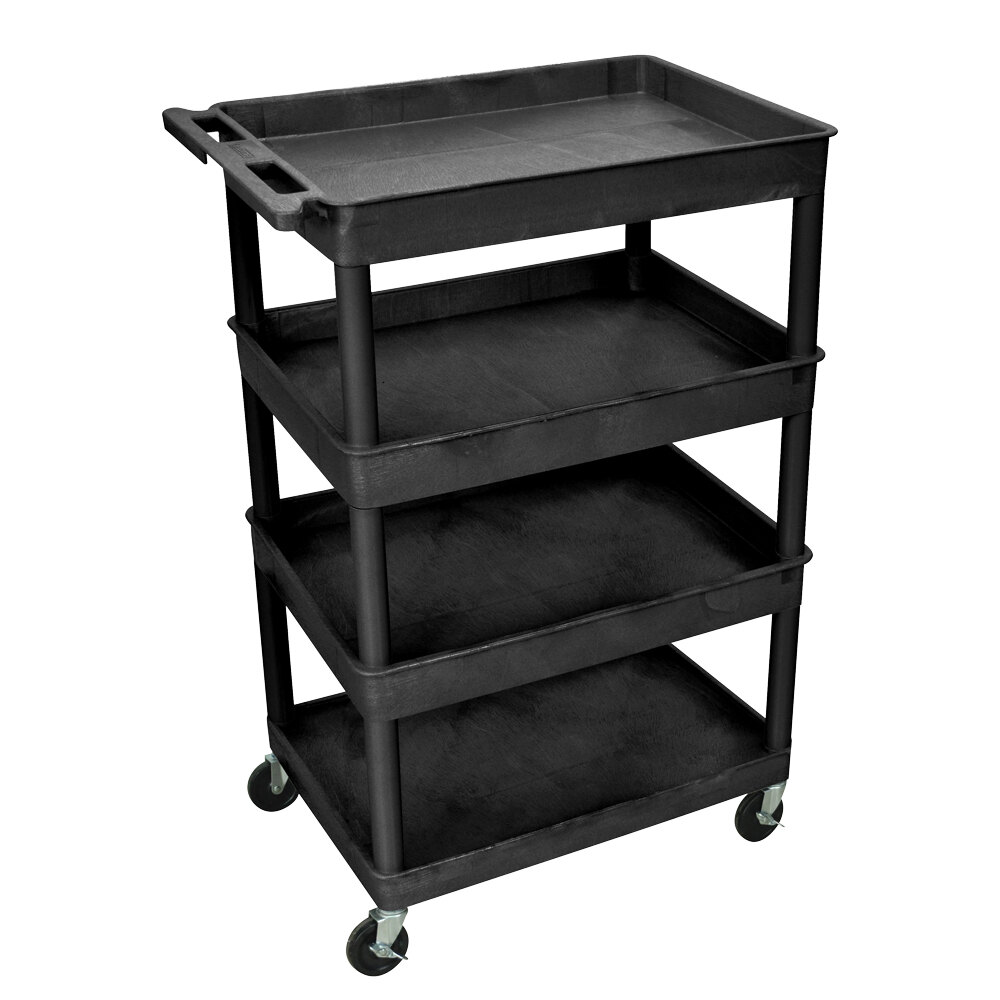 Luxor TC1111B Black 4 Tub Utility Cart 24" x 32" x 44 1/2"
