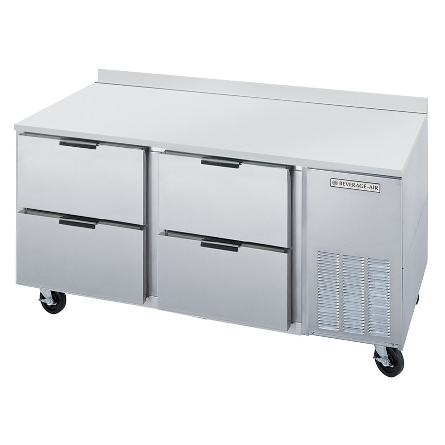 BeverageAir WTRD67AHC4 67" Compact Worktop Refrigerator with Four Drawers