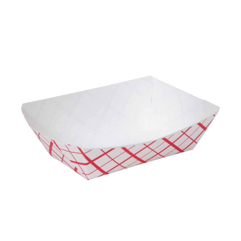 1 lb. Red Check Paper Food Tray 1000 / Case