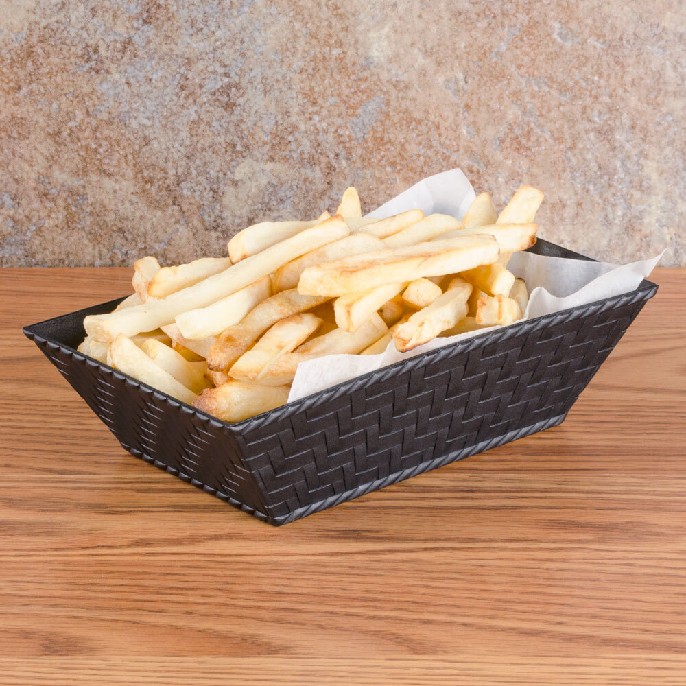 GET RB893 8" x 4 1/2" Black Rectangular Plastic Fast Food Basket 12/Pack