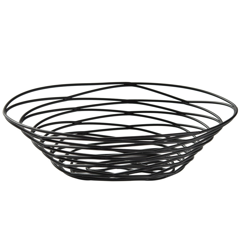American Metalcraft FRUB18 Oval Black Birdnest Basket 9" x 6" x 3"