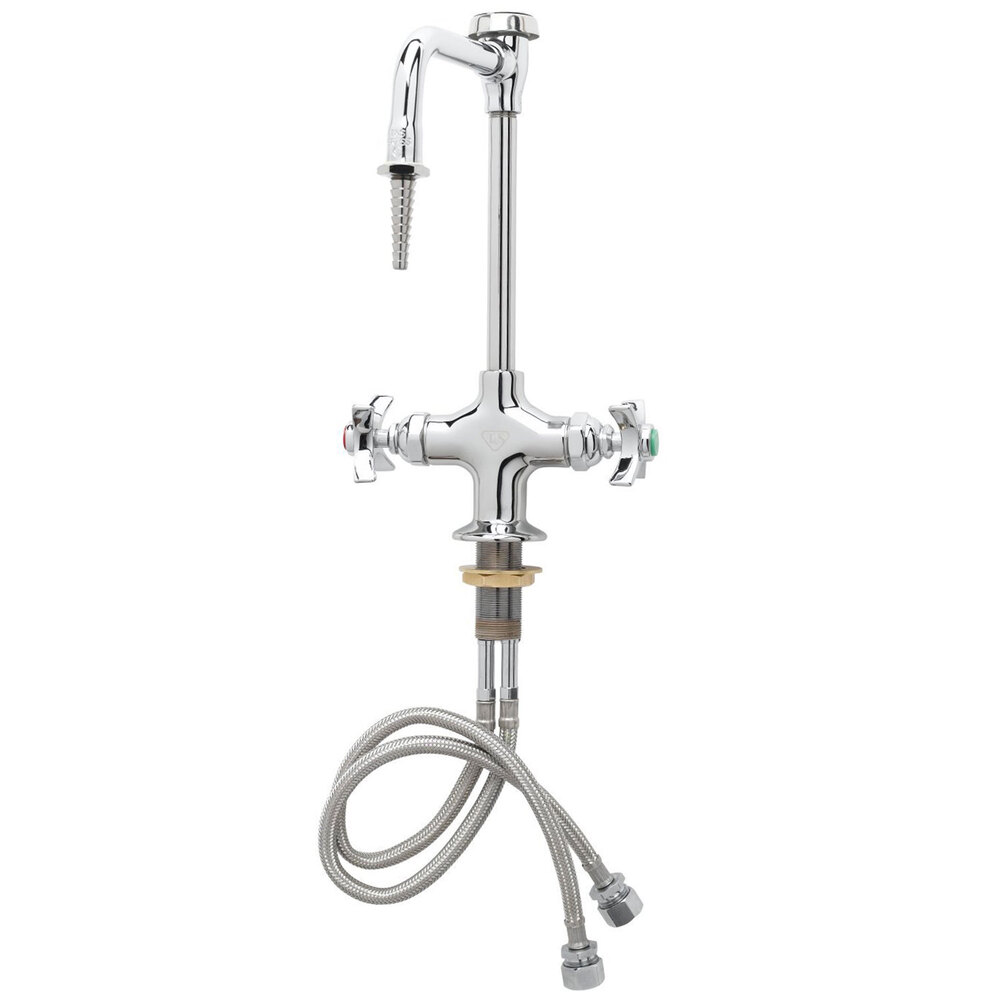 T&S BL570408 Deck Mounted Laboratory Faucet with Flex Inlets, 5 11/16" Rigid Vacuum Breaker