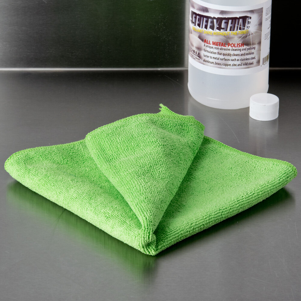 16" x 16" Green Microfiber Cleaning Cloth 12/Pack