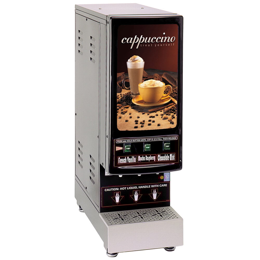 Cecilware 3KGBLD Cappuccino Dispenser with Three Hoppers and Lit Sign