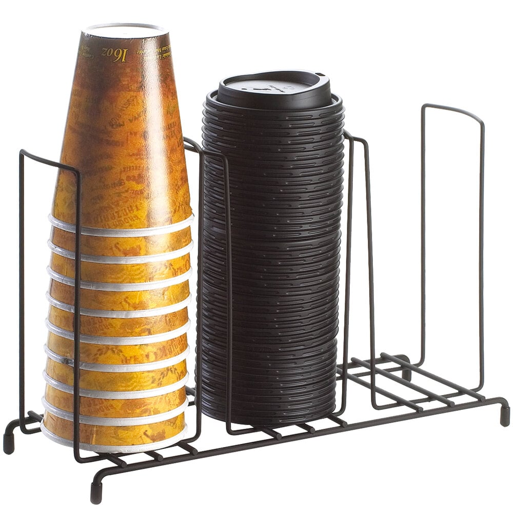 CalMil 1229 Iron Black 3Section Countertop Cup and Lid Organizer