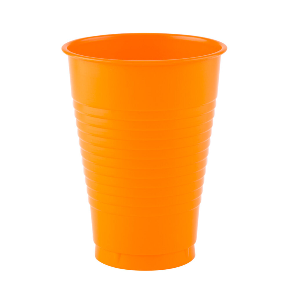 Creative Converting 28-1910-71 12 oz. Sunkissed Orange Plastic Cup