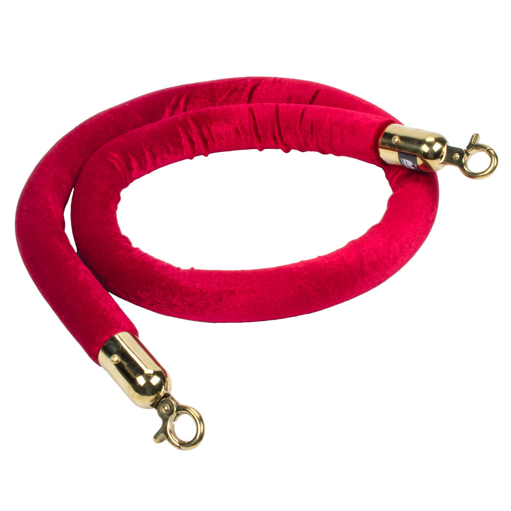 Aarco Red 6' Stanchion Rope with Brass Ends for Rope Style Crowd ...