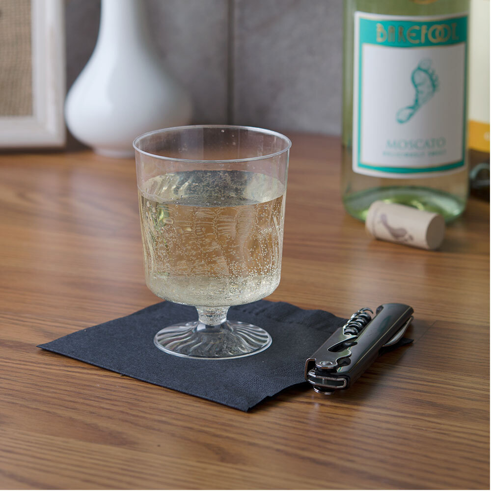 clear plastic wine goblets