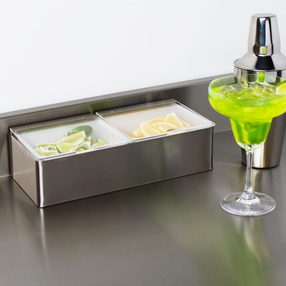 San Jamar B4122INL 2 Qt. Condiment Bin with Notched Lids