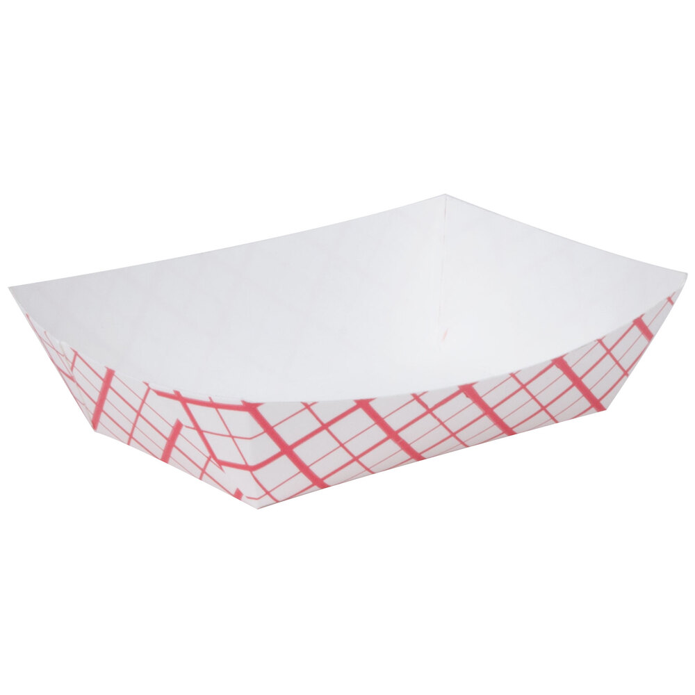 6 oz. Red Check Paper Food Tray 1000 / Case