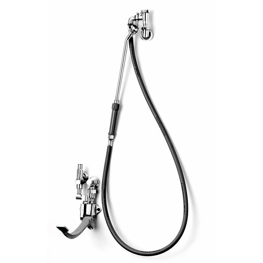 T&S B0687 Bedpan Washer with Single Pedal Valve 5' PVC Hose with Extended Spray Nozzle and