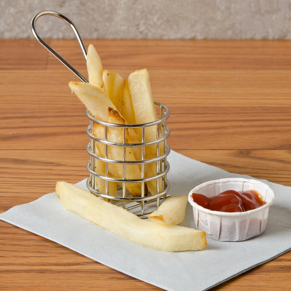 American Metalcraft MRNDBSKT 1 5/8" x 2" Round Stainless Steel Tiny Fry Basket