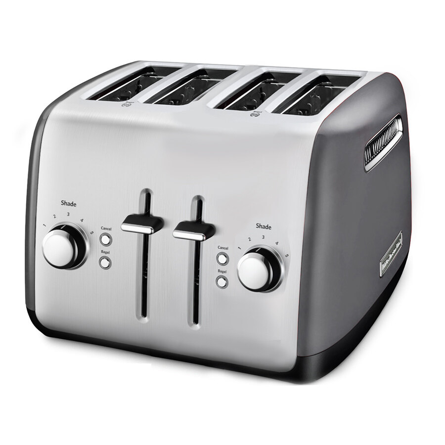 Kitchenaid Kmt4115cu Contour Silver Four Slice Toaster With Manual Lift 