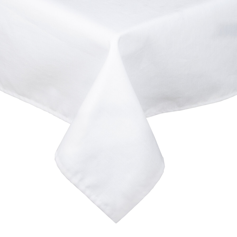 White Hemmed Poly Cotton Tablecloth 72" x 72"