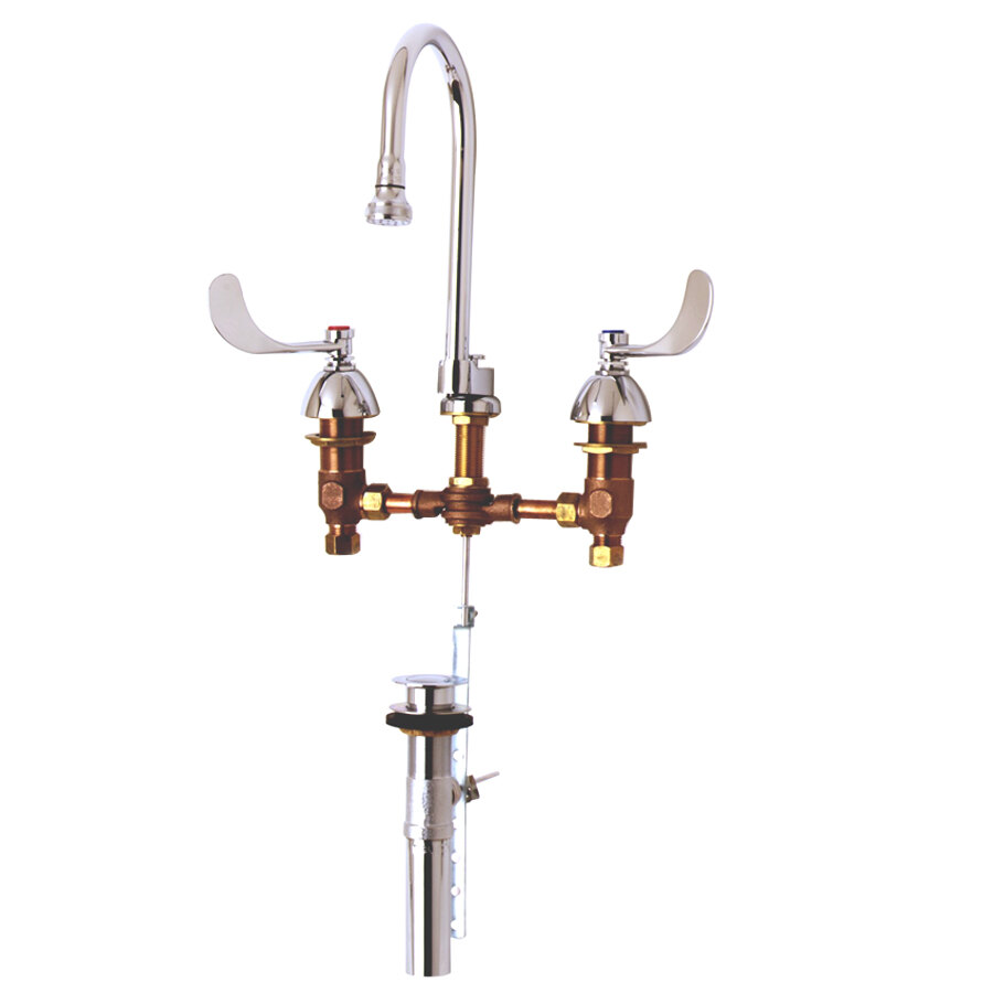 T&S B086804 Deck Mounted Medical Lavatory Faucet with Pop Up Drain, 4