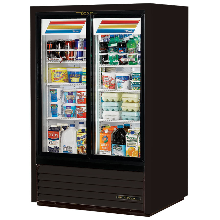 True GDM33CPT54LD Black Sliding Glass Door Narrow Depth Convenience