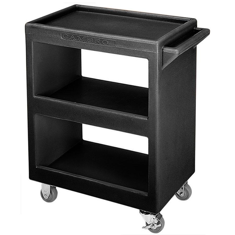 Cambro BC225110 Black Three Shelf Service Cart 28" x 16" x 32 1/4"