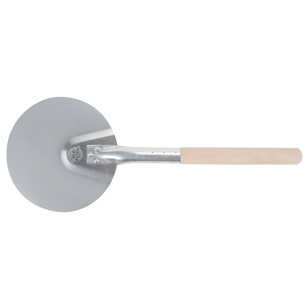 American Metalcraft 17080 8" Round Aluminum Pizza Peel with 12" Wood Handle