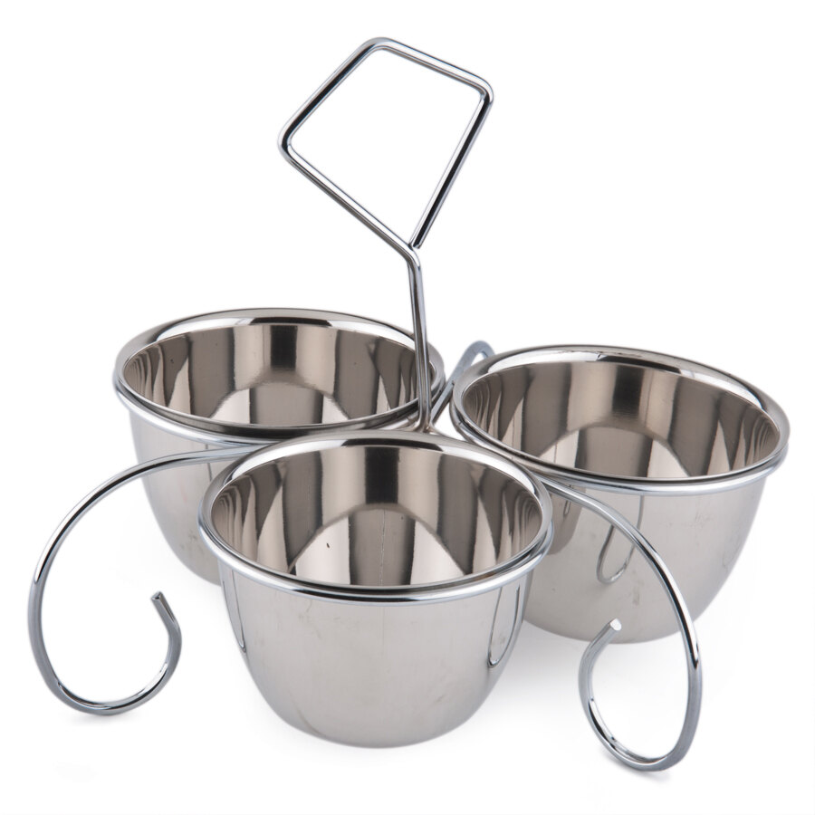 10 oz. Stainless Steel 3 Bowl Server / Caddy