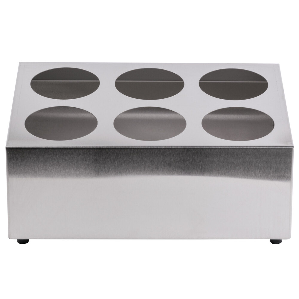 Six Hole Stainless Steel Flatware Cylinder Holder