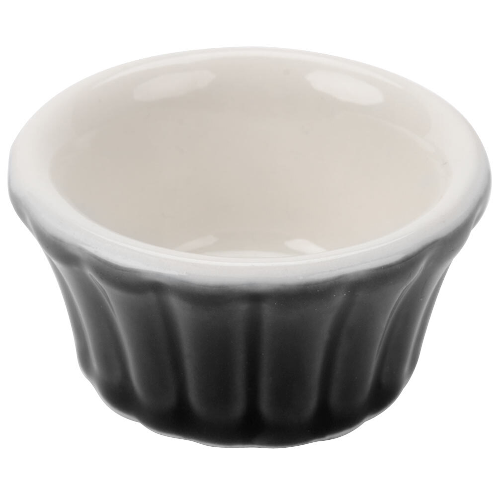 Hall China 30832W101 Black 4 oz. Flared Ramekin Dish 24/Case