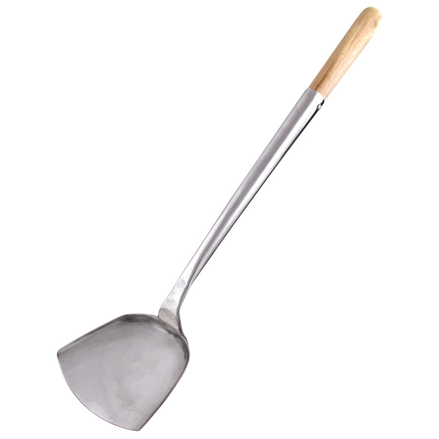 4" x 4 1/4" Medium Wok Spatula with 17 3/4" Wood Handle