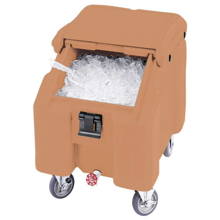 Cambro ICS100L4S157 Coffee Beige Sliding Lid Portable Ice Bin 100 lb