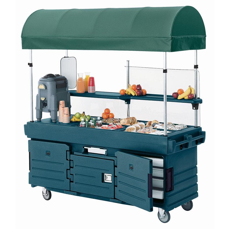 Cambro KVC856C192 CamKiosk Granite Green Vending Cart with 6 PanWells