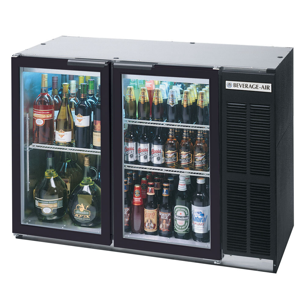 BeverageAir B48HC1GB 48" Black Back Bar Refrigerator with Two Glass Doors