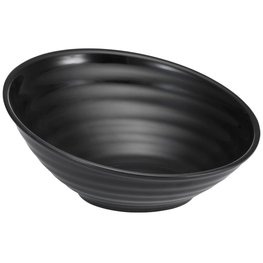 Tablecraft BKMBT126 Frostone 2.8 Qt. Black Round Sloped Melamine Bowl