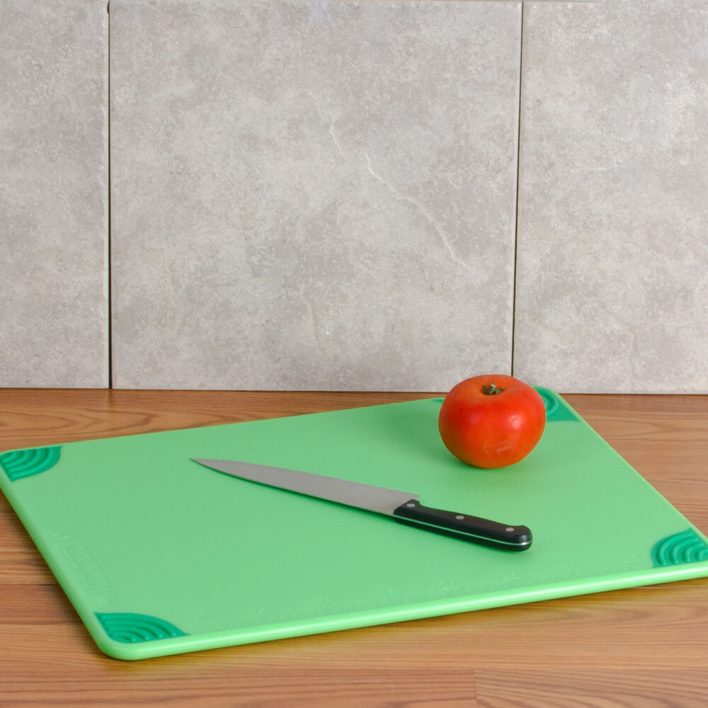 San Jamar CBG152012GN 15" x 20" x 1/2" SafTGrip Green Cutting Board with Hook
