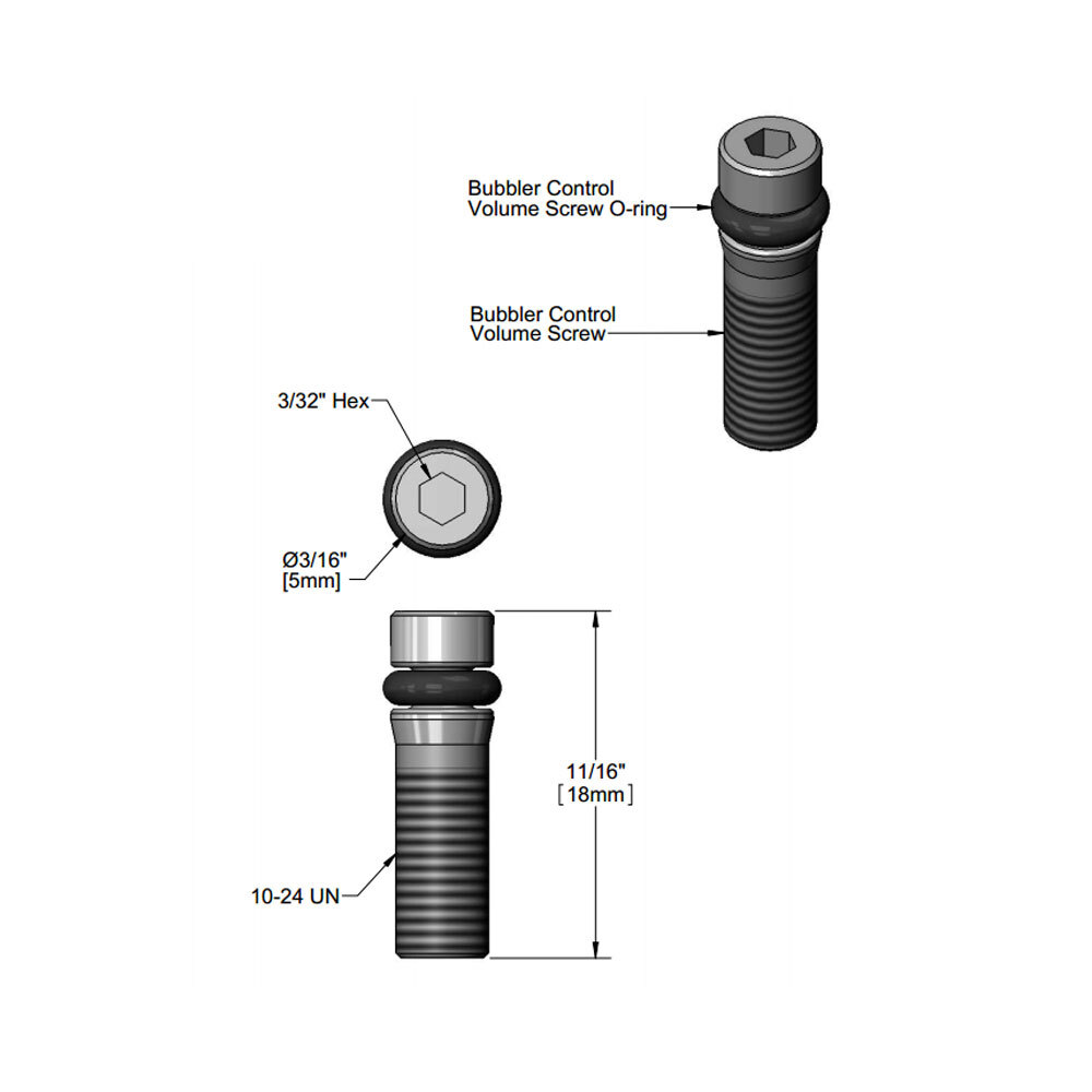 T&S 01269745 Bubbler Volume Control Screw and ORing