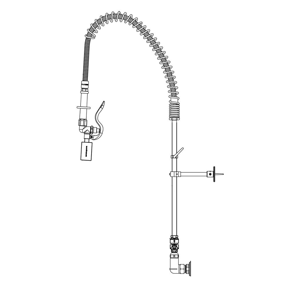 T&S B-0133-V-BC Easy Install Wall Mount Pre Rinse Faucet with 8