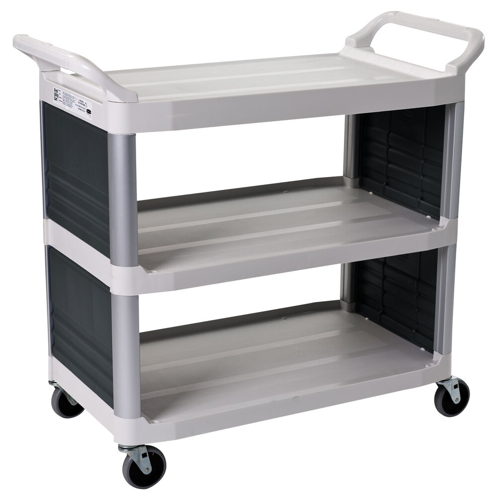 Rubbermaid FG409200OWHT Xtra White 300 lb. Bussing Cart with Enclosed