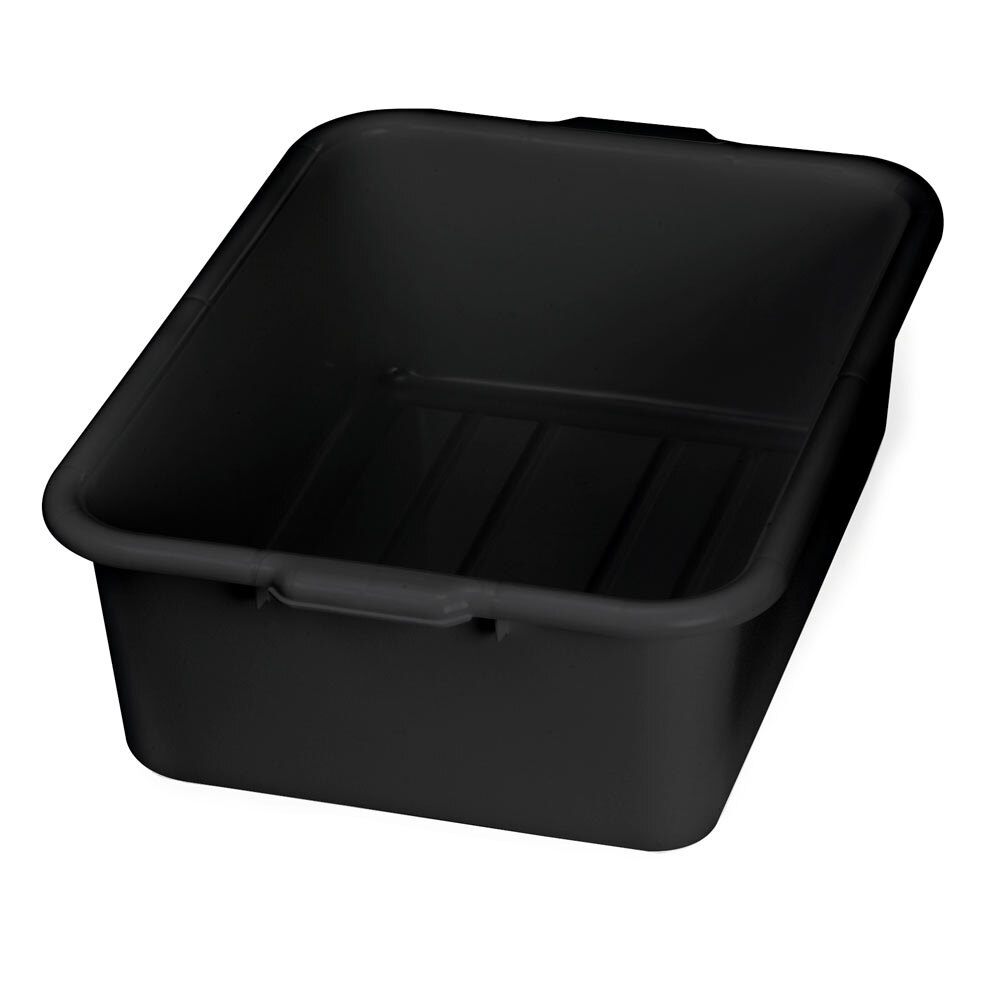 Tablecraft 1537B Black 21" x 16" x 7" Polyethylene Plastic Bus Tub, Bus Box