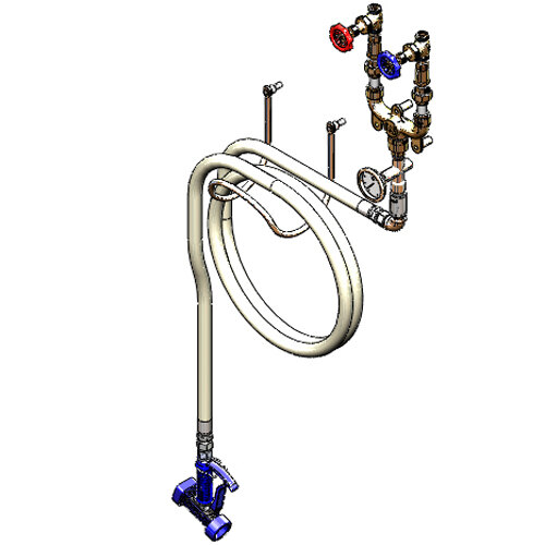 T&S B145101 Washdown Station with 3/4" Mixing Valve, 50' Hose, and Water Gun