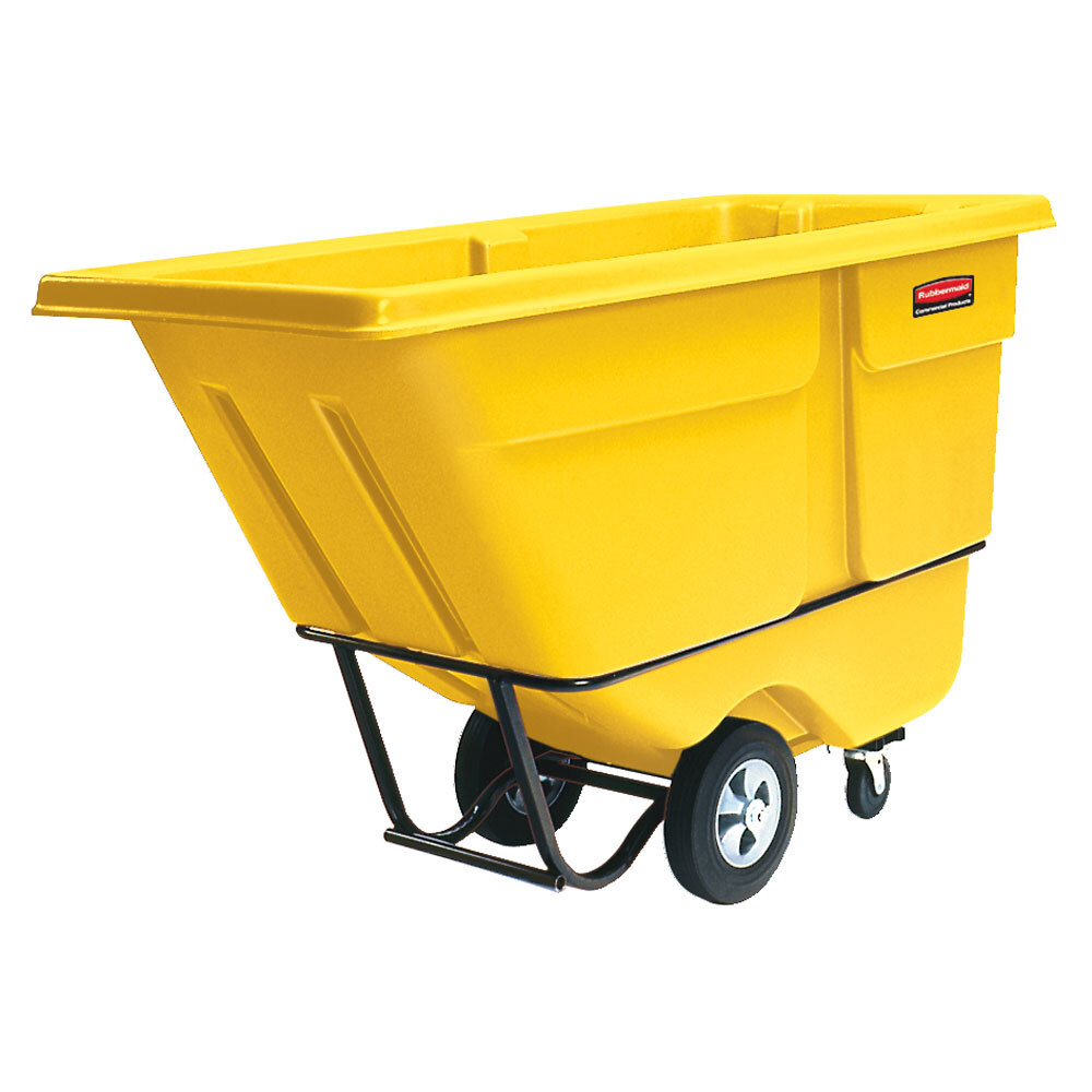 Rubbermaid FG131500YEL Yellow 1.0 Cubic Yard Tilt Truck / Trash Cart