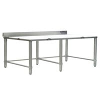 Eagle Group CT24120S-BS 24 inch x 120 inch Poly Top Stainless Steel Cutting Table - Open Base