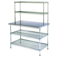 Eagle Group T3048EW-2 30 inch x 48 inch Stainless Steel Table with 2 Chrome Wire Undershelves and 2 Chrome Wire Overshelves