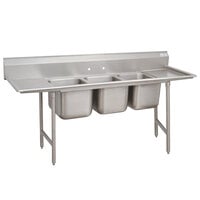 Advance Tabco 9-3-54-36RL Super Saver Three Compartment Pot Sink with Two Drainboards - 127 inch