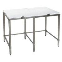 Eagle Group CT24120S 24 inch x 120 inch Poly Top Stainless Steel Cutting Table - Open Base