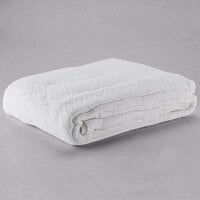 Oxford 66 inch x 90 inch Twin Size White 100% Cotton Thermal Herringbone Hotel Blanket - 12/Case