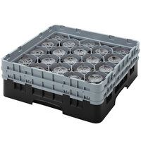 Cambro 20S318110 Camrack 3 5/8 inch High Customizable Black 20 Compartment Glass Rack