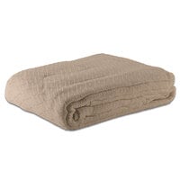 Oxford 66 inch x 90 inch Twin Size Beige 100% Cotton Thermal Herringbone Hotel Blanket - 12/Case